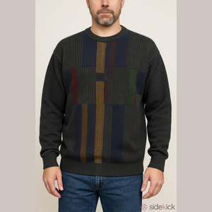 Vintage sweater Unisex Wool blend Colorful Geometric Crewneck Size L E.R FISHER